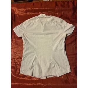 Robert Friedman Shirt Mens L Short Sleeve Button Front Light Lavender Stained